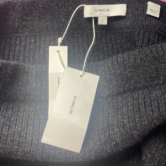 Vince Ribbed Wool & Cashmere Blend Skirt in Dark Grey/ Black - Picture 2 of 4